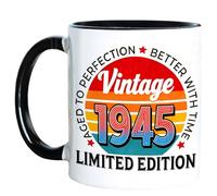 AliCarr 81st Birthday Gifts For Men Women, Vintage 1945 Coffee Mug 11oz, Turning 81 Year Old Gifts For Mom, Dad, Wife, Husband, Sister, Friends, Aunt, Parents, Papa, Grandma, Old People (81)