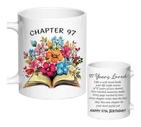 AliCarr 97 Years Loved Chapter 97th Birthday Coffee Mug Gift for Women 11oz | Floral 97th Birthday Gift for Women Born in 1929, Thank You Gifts for Book Lover Mom Aunt Daughter Grandma Boss Teacher 1pc