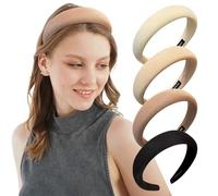 Alice 4 Pcs Wide Soft Sponge Padded Non-Slip Thick Headbands for Women & Girls (One Size)