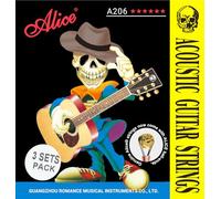 Alice Acoustic Guitar Strings Set - 6-String for Beginner, Briliant Steel Copper Alloy in Phosphor Bronze Color, 3 Packs (A206 Super Light)