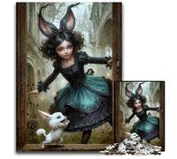 Alice And White Bunny 1000 Pieces Puzzles for Adults Paper Jigsaw Puzzles for Adults Perfect for Birthday Christmas 1000 PCS(38x26cm)