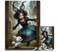 Alice And White Bunny Jigsaw Puzzles for Adults 1000 Piece Puzzles for Adults Brain Teaser & Home Decor Perfect 1000 PCS(75x50cm)