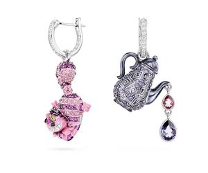 Alice au Pays des Merveilles - Chat et Théière - Boucles d'Oreilles - Swarovski
