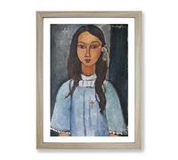 Alice By Amedeo Modigliani Classic Painting Framed Wall Art Print, Ready to Hang Picture for Living Room Bedroom Home Office Décor, Oak A4 (34 x 25 cm)