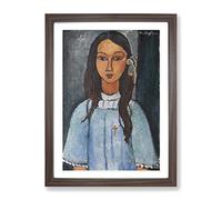 Alice By Amedeo Modigliani Classic Painting Framed Wall Art Print, Ready to Hang Picture for Living Room Bedroom Home Office Décor, Walnut A2 (64 x 46 cm)