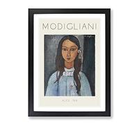 Alice By Amedeo Modigliani Exhibition Museum Painting Framed Wall Art Print, Ready to Hang Picture for Living Room Bedroom Home Office Décor, Black A4 (34 x 25 cm)