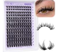 ALICE Cluster Lashes Wispy Individual Eyelashes Cluster Eyelash Extensions 168pcs Fluffy 10-18mm Waterproof Natural Lash Extension DIY Cluster Lashes with Soft Thin Band
