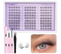 ALICE Eyelashes Individual Kit Natural Cluster Lashes Kit Clear Band Wispy Lash Extension Kit Cluster Eyelash Extension Kit with 135pcs C Curl 10-14mm Eyelash Clusters Bond and Seal DIY at Home