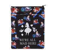 Alice Gifts Book Sleeve We're All Mad Here Book Protector Sleeve Book Cover with Zipper Book Worm Reader Gift Alice Fans Gift (Alice Book Sleeve)