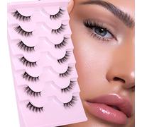 ALICE Half Lashes 3/4 False Eyelashes Natural Looking Cat Eye Lashes Fluffy Wispy Lashes Pack Corner Accent Eye Makeup DIY Clusters Lashes 7 Pairs