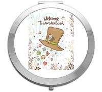 Alice illustrations and original quotes (Style 16 mad hatter welcome) compact pocket mirror - silver round circle shape