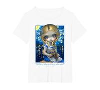 Alice in A Van Gogh Stary Night T-Shirt, Women's Plus, White, 4X