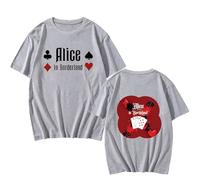 Alice in Borderland Emblem Aesthetic Tshirt,Men's and Women's Short-Sleeved Top (Grey,S)