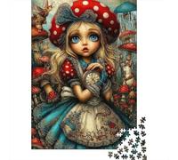 Alice in Mushroom Land 1000 Pc Eco-Friendly Paper Premium Jigsaw Puzzle for Adults Educational Game Decompression Wall Decor Gift Idea 38x26cm/1000pcs