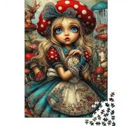 Alice in Mushroom Land 1000 Piece Jigsaw Puzzle Set for Puzzle Hobbyists Thick Paper Home Decor Wall Art New Year Gift At-home Relaxation Jigsaw Brain Game 38x26cm/1000pcs