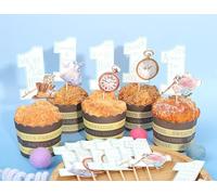 Alice In Onederland Cupcake Toppers - Girls 1st Birthday Decorations, Fairy Tea Party Cupcake Decorations, Alice First Birthday Cupcake Toppers, Alice In Wonderland Birthday Photo Props