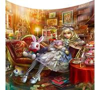 Wild Star Hearts Alice in the Library Fleece Blanket, Gothic Occult Dark Fantasy Home Decor, Soft Bed Throw Wall Tapestry, 58 x 58inches