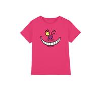 Alice In Wonderland Disney Cheshire Cat Face Kids T-Shirt, Hot Pink | Size: 3-4 Years Alice In Wonderland Pink 3-4 Years