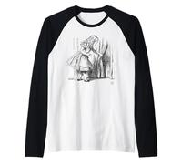 Alice in Wonderland Door Behind Curtain John Tenniel Vintage Raglan Baseball Tee