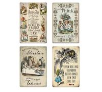 Alice in Wonderland Gifts Decorations Metal Tin Signs- I Know Who I was This Morning - 12x8 inches Vintage Retro Room Decor Metal Poster Tea Party Decor, Gifts for Girls for kitchen Bedroom