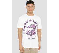 Alice In Wonderland Men's Cheshire Cat Everyones Mad T-Shirt in White | Size: Large Alice In Wonderland White L