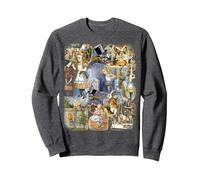 Alice in Wonderland Montage Sweatshirt, Adult Unisex, Dark Heather Grey, Medium
