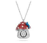 Alice in Wonderland pendant, Mushroom, Red, Rhodium plated