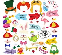 Alice in Wonderland Photo Booth Props, 40pcs Alice in Wonderland Props, Alice in Wonderland Party Decorations by Tvorvik, Mad Hatter Tea Party Decorations for Tea Party, Alice in Wonderland Party