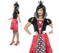 Alice In Wonderland Queen Of Hearts Ladies Fairytale Fancy Dress Sizes XS-XL