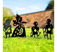 Alice in Wonderland Queen of Hearts Set 4 Figures Garden Wedding Party Ornament Outdoor Decoration Housewarming Gift for Her, Woman, Garden Lover (Set 4 stakes: Queen, 3 Cards - Black Paint)