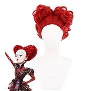 Alice in Wonderland Red Queen Cosplay Wig Role Play Queen of Hearts Red Curly High Temperature Fiber Hair Costume Wigs + Wig Cap