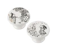 Alice In Wonderland Set 2 Mini Cake Pedestals 4" Fine China Cupcake Stands Gift