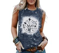 Alice in Wonderland Tank Tops for Women Summer Vacation Shirts We're All Mad Here Graphic Print Sleeveless Tees, Tanks-dark Grey, XL