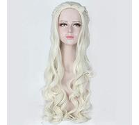 Alice In Wonderland The White Queen 80cm Long Cosplay Wigs for Women Anime Movie Curly Wavy Hair Wig Costume Party Beige Silver Silver
