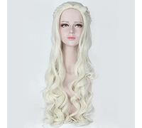 Alice In Wonderland The White Queen 80Cm Long Cosplay Wigs For Women Anime Movie Curly Wavy Hair Wig Costume Party Beige Silver Silver