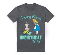 Alice In Wonderland Very Merry Unbirthday To Me T-Shirt Charcoal | Size: Small Alice In Wonderland Charcoal S