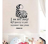 Alice in Wonderland Wall Sticker Quote Cheshire Cat I'm Not Crazy Wall Decal Living Room Bedroom Wall Decoration Mural Removable Vinyl 57 * 44 Cm