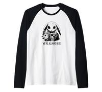 Alice in Wonderland - We're All Mad Here Rabbit Hatter Quote Raglan Baseball Tee