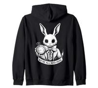Alice in Wonderland - We're All Mad Here Rabbit Hatter Quote Zip Hoodie