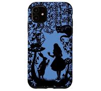 Alice in Wonderland with cat and caterpillar silhouette Case for iPhone 11