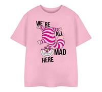 Alice In Wonderland Women's We´re All Mad Here Cotton Boyfriend T-Shirt in Baby Pink | Size: 4XL Alice In Wonderland Baby Pink 4XL