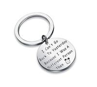 Alice Keychain Adventures in Wonderland Keychain I can't go back to Yesterday Quote Jewelry, Silver, S