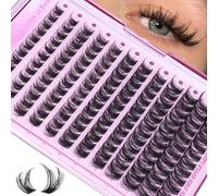 ALICE Lash Clusters Eyelash Clusters Wispy Cluster Eyelash Extensions Russian Volume Individual Lashes Natural Thin Band Lash Extensions DIY at Home (144pcs/10-18mm/D- Curly)