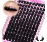 ALICE Lash Clusters Thick Volume Eyelash Clusters with Spikes Wispy Cluster Eyelash Extensions 12-20mm Fluffier Dramatic Individual Lashes Thin Band Lash Extensions Salon DIY at Home