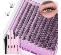 ALICE Natural Cluster Lashes Kit Wispy Eyelashes Individual Kit Cluster Eyelash Extension Kit C Curl 9-16mm Lash Extension Kit with Lash Glue Bond and Seal Lash Remover and Tweezers