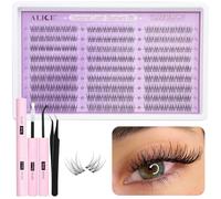 ALICE Natural Lash Clusters Kit Clear Band Wispy Lash Extension Kit Cluster Eyelash Extension Kit 162pcs C Curl 11-13mm Individual Lashes with Lash Glue Bond and Seal and Tweezers DIY at Home