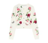Alice + Olivia Dollie Floral-embroidered Knit Cardigan - White - L (UK14 / L)