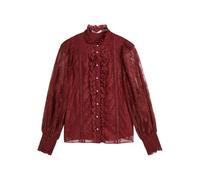 Alice + Olivia Eugenia Ruffled Lace Blouse - Dark Red - XS (UK6 / XS)