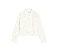 Alice + Olivia Finely Cutwork Embroidered Denim Shirt - White - L (UK14 / L)