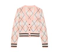 Alice + Olivia Grace Argyl Cropped Cashmere-blend Cardigan - Pink - L (UK14 / L)